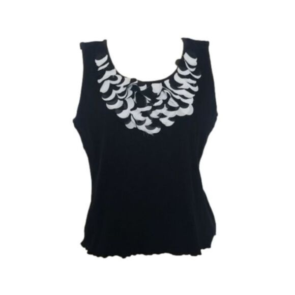 Ruby Rd Women's Black and white knit tank top Sleeveless‎ petite large - Picture 1 of 5